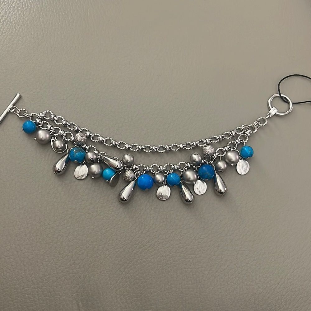 White House Black Market Howlite Charm Toggle Bracelet - Picture 4 of 4